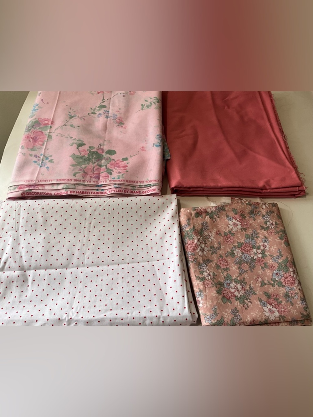 Quilting Sewing Crafts Fabrics Cottage core Shabby Chic Style Pink Salmon VTG